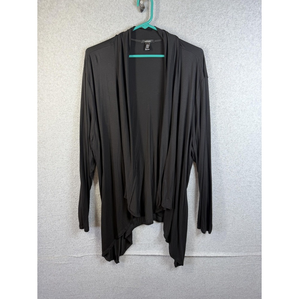 Midnight Cardigan Womens XXL Black Open Front Draped Jersey Knit Sweater